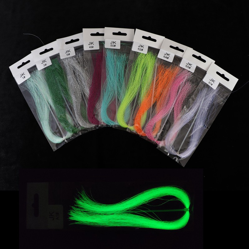 JK Glow Material UV Holographic Tinsel Twisted Flashabou Jig Hook