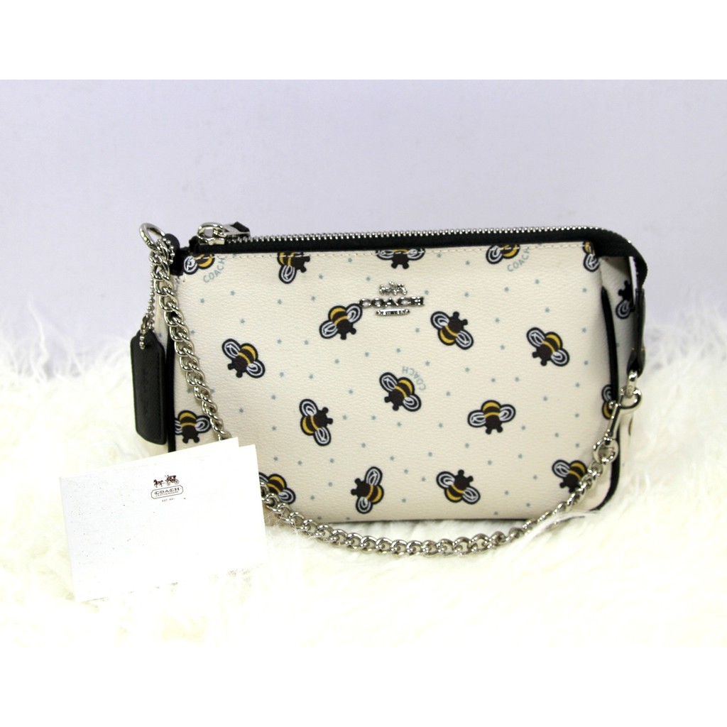 Coach Bumble Bee Print PVC Wristlet Handbag-CHALK | Shopee Philippines