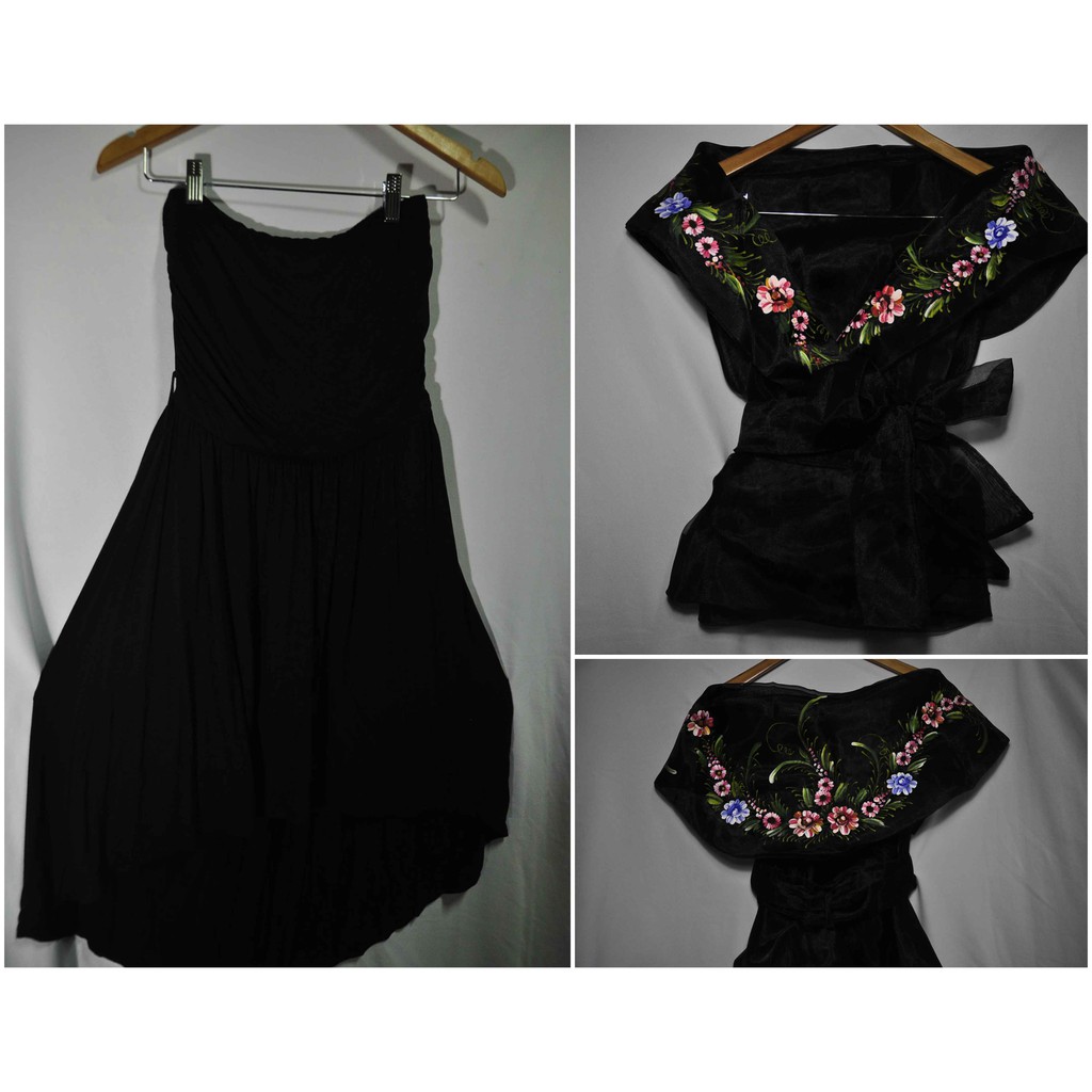 black filipiniana gown