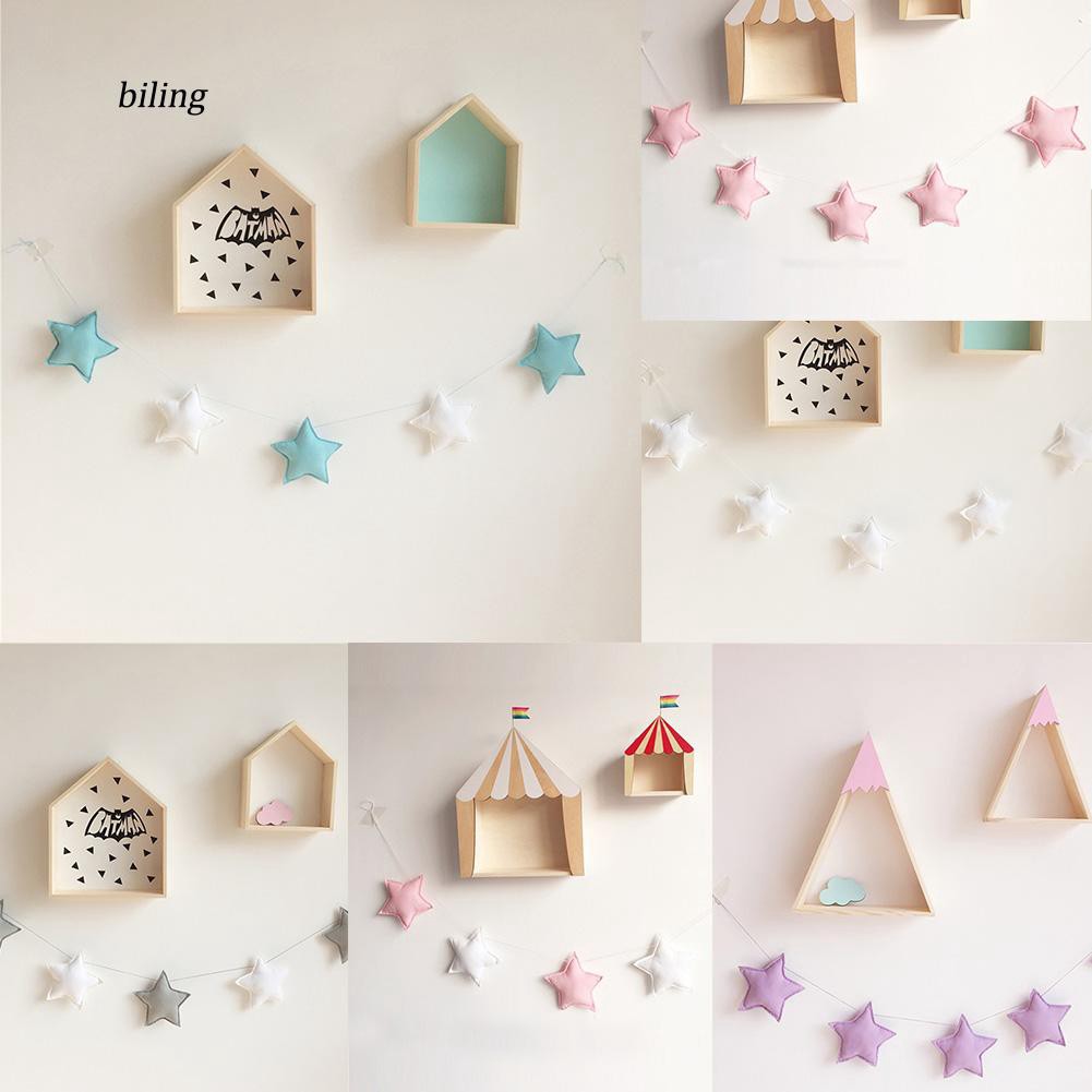 Blng Nordic 5pcs Cute Stars Hanging Ornaments Banner Bunting Party