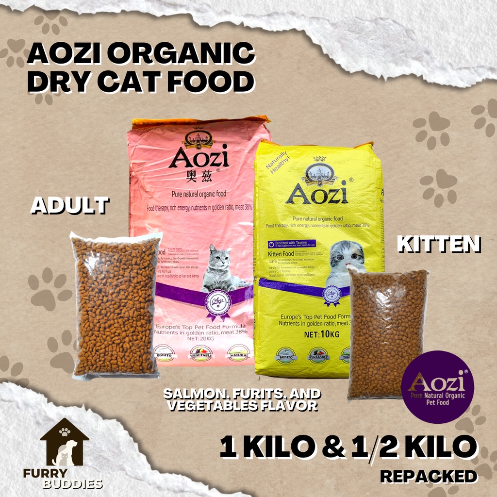 Aozi Organic Dry Cat Food Adult And Kitten 1 Kilo And 12 Kilo Repacked Shopee Philippines 3043