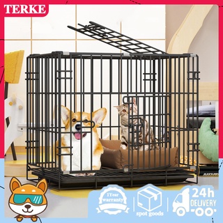 TERKE Pet Cages Dog Cat Foldable S/M/L/XL/XXL Pet Kingdom Folding Crate Foldable Poop Tray