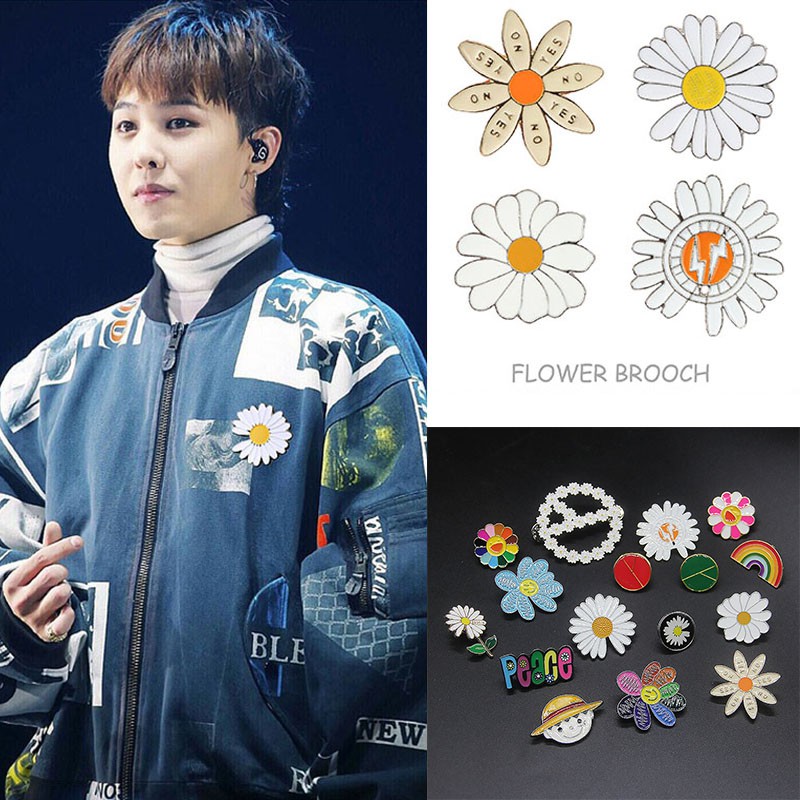 Kpop Bigbang Gd Daisy Brooch Drip Oil Pmo Notch Chrysanthemum Pin Brooch Alloy Clothing Hat Decor Shopee Philippines