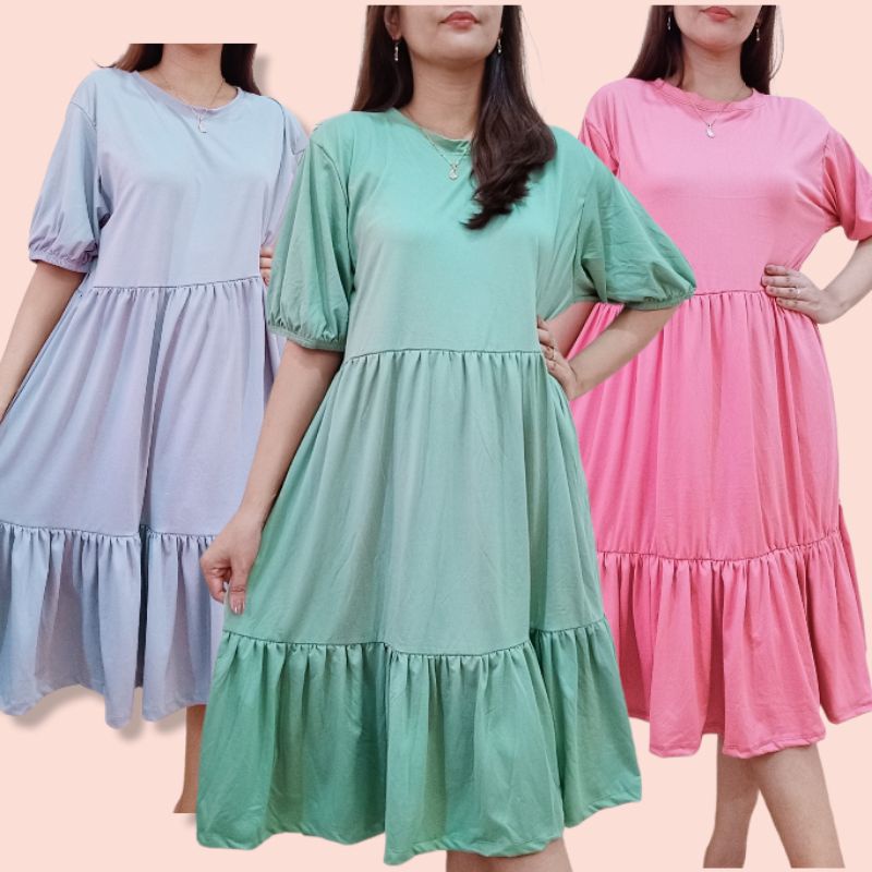 Mirasol Plain Big Size Plussize Dress Plus size Doll Ruffles Dress