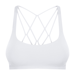 white cross back sports bra