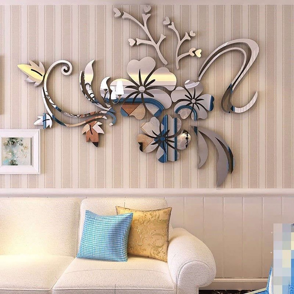 15D Mirror Flower Removable Wall Sticker Art Decal Home Decor