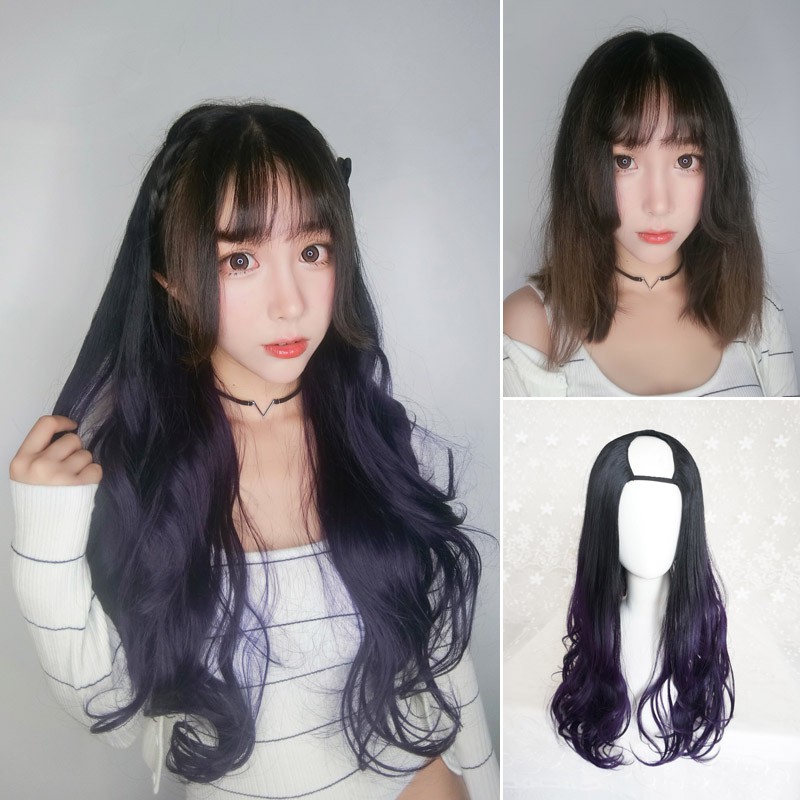 Wig Female Long Curly Hair Big Wave Long Hair U Shaped Half Head