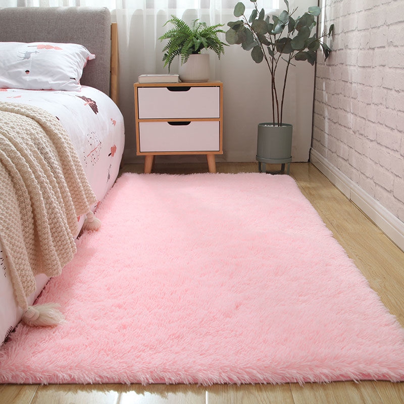 Bright Pink Girls Sparkle Pink Glitter Bedroom Rug Pink Girly Circle 80cm Rug 