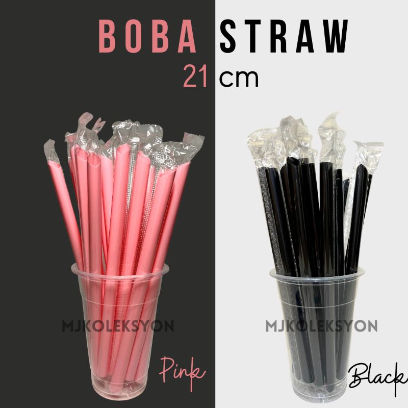 Milktea Boba Straw 100pcs SAGO Straw Individual Wrap 21cm Shopee
