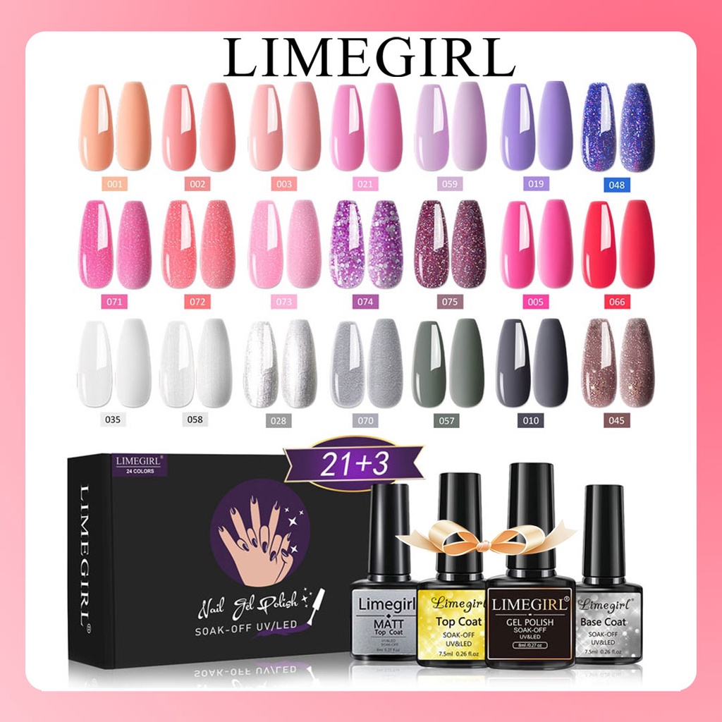 Limegirl Gel Nail Polish Set Popular Nude Neutral Kit Lacquer Soak Off