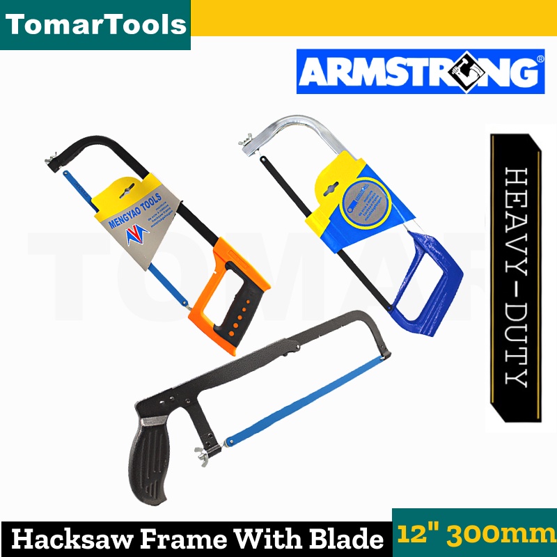 Armstrong Steel Hacksaw Frame With Blade Heavy Duty Hand Saw Metal Handle Lagaring Bakal