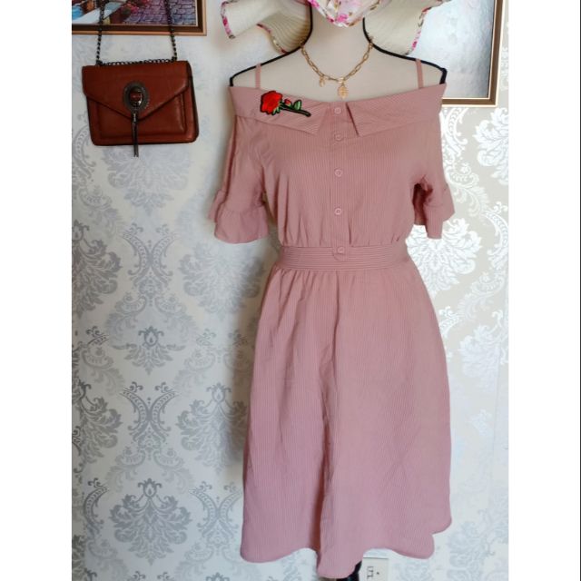 old rose off shoulder dress