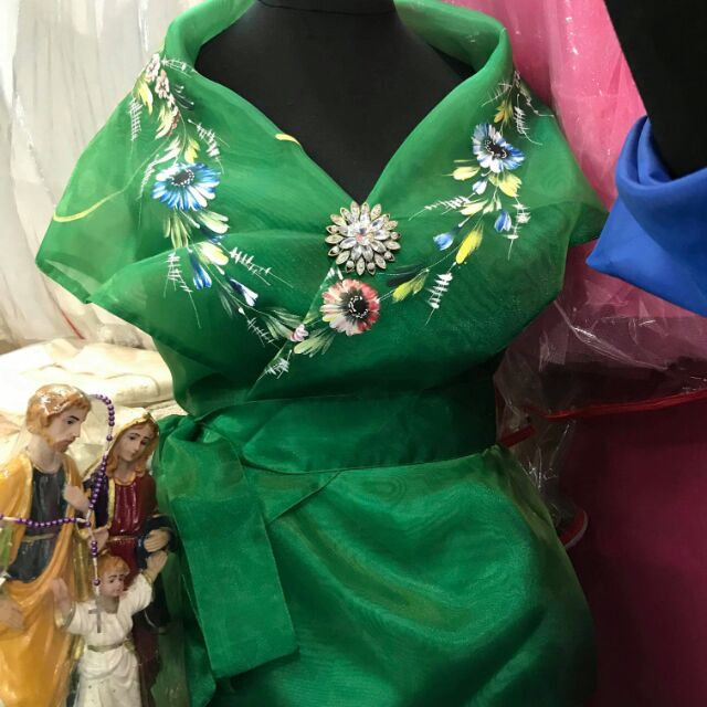 green filipiniana gown