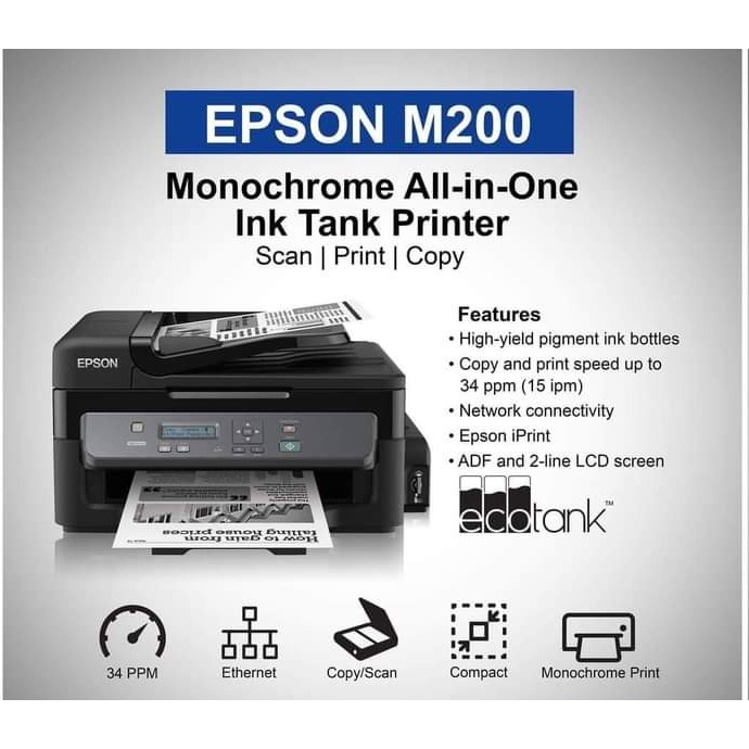 Epson M200 | Monochrome All-in-One Ink Tank Printer | Shopee Philippines