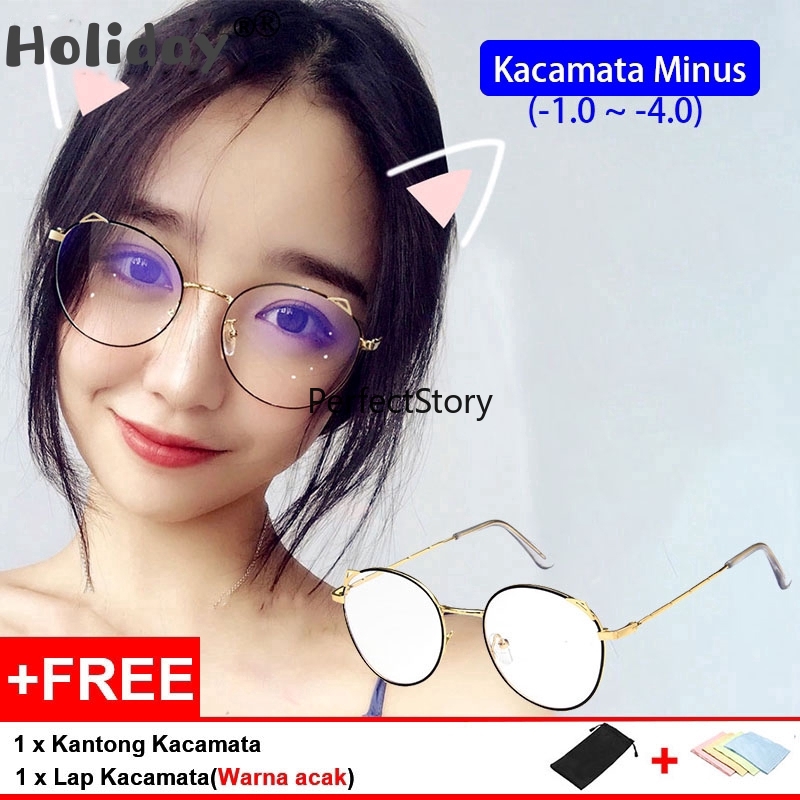 Graded Eyeglasses With Grade 100 150 0 250 300 350 400 For Women Men Fashion Myopia Eye Glasses Frames Cat Eye Shopee Philippines