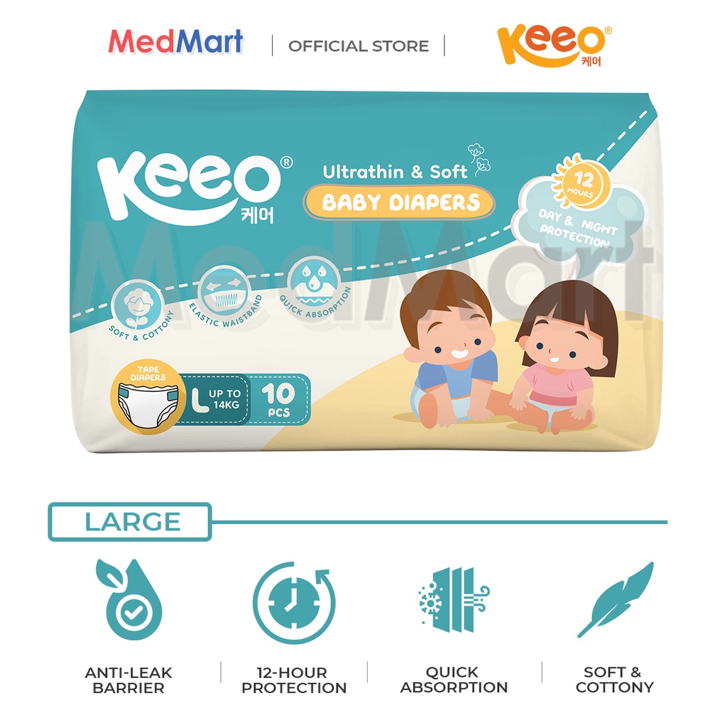KEEO Korean Baby Diapers (LARGE 10 pads per pack) Shopee Philippines