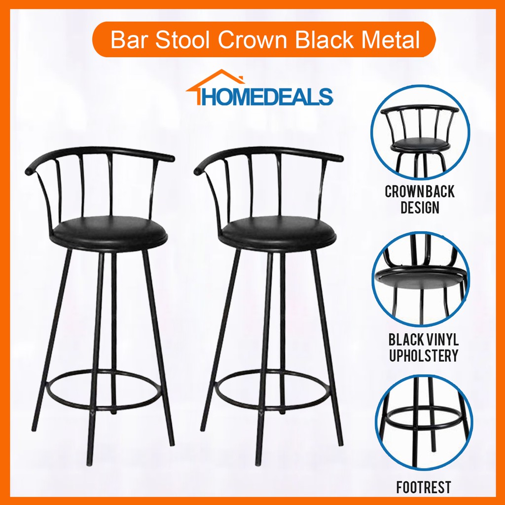 Homedeals Bar Stool Crown Back Metal, Metal Bar Stool With Swivel Seat