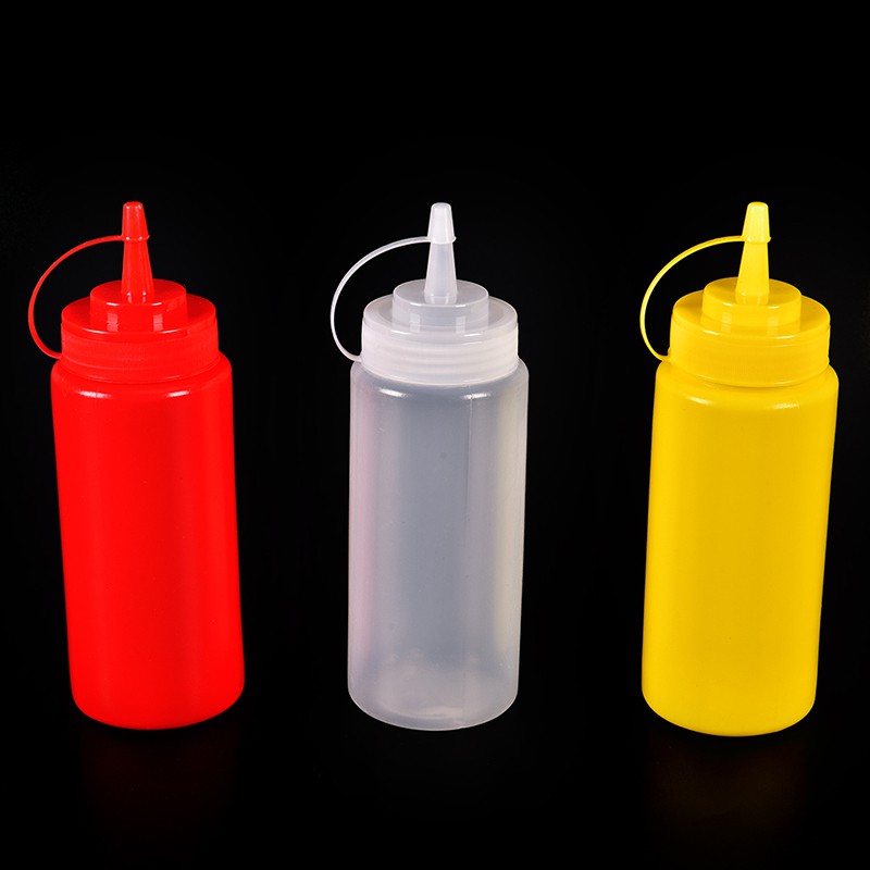 Domire 1pc yellow Medium-Sized Plastic Sauce Squeezer Bottle Dispenser 12oz 