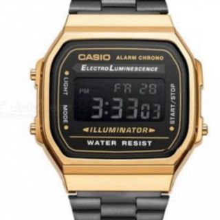casio vintage retro a168 black gold