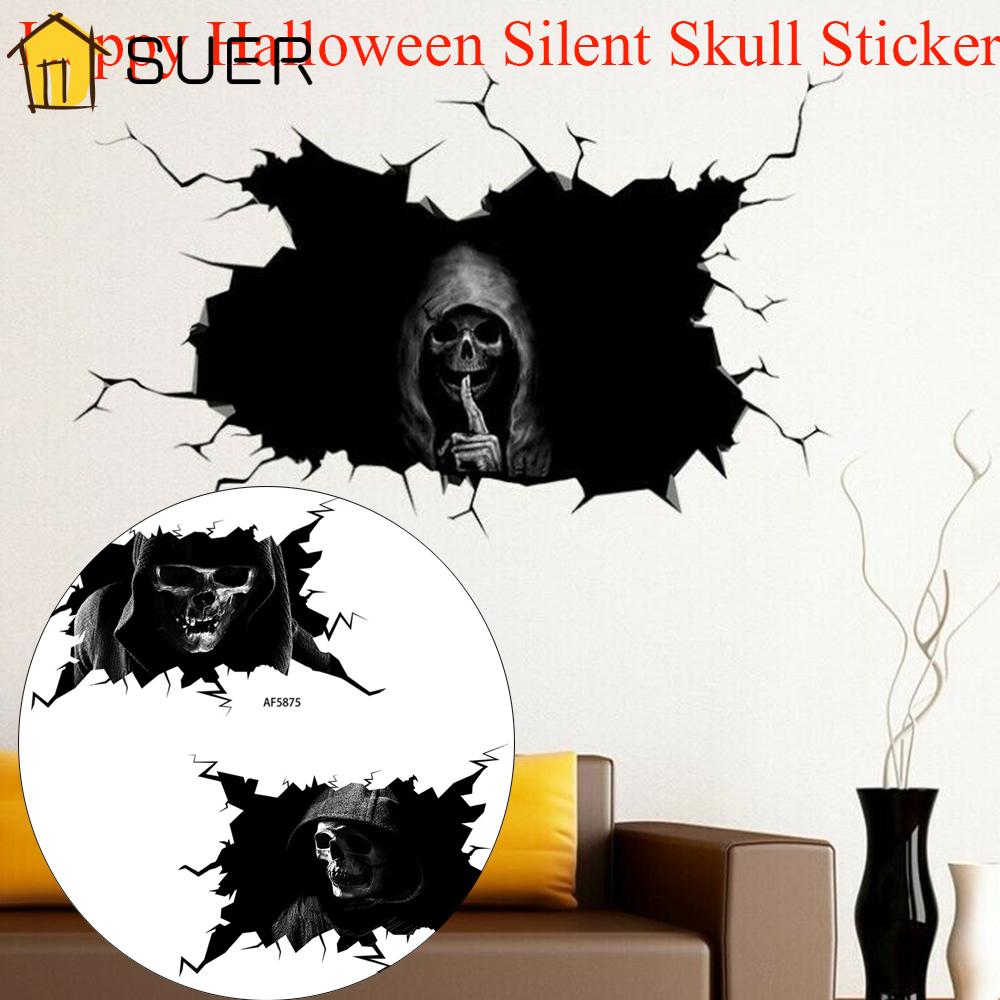 Car Window Sticker Happy Halloween Stickers Silent Skull Sticker Wall Decal
