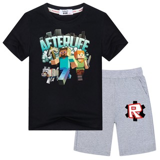 Boys Roblox Shorts Minecraft Shirt Sets Summer Fashion Cloth Shopee Philippines - summer gta 5 t shirts minecraft t shirts roblox legend