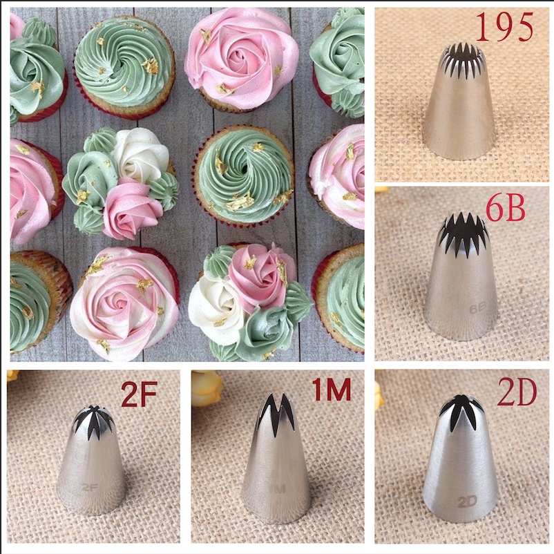 1M 2F 2D 6B 195 Nozzle Tip for Cake Icing Buttercream Pastry Decoration ...