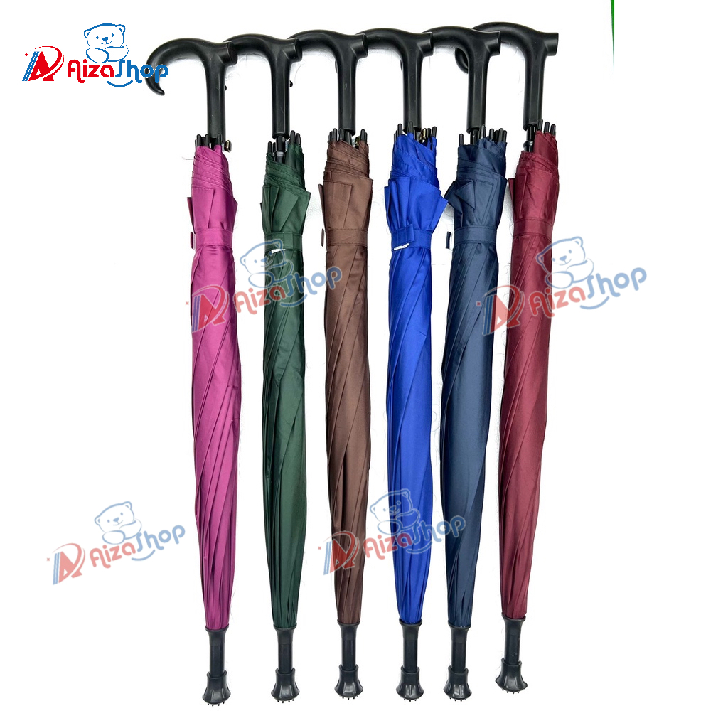 Plain Color Outside Tela Material 23inches Tungkod Long Umbrella Crutch Handle Rain Gear auto