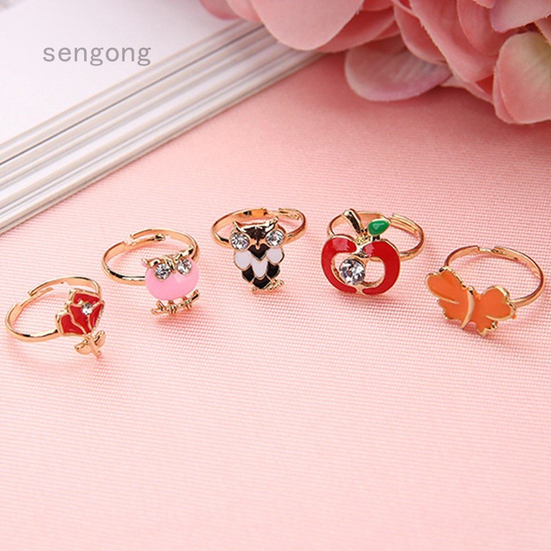 10Pcs/Set Kids Toy Ring Princess Jewelry Colorful Rings for Girls Little Kids