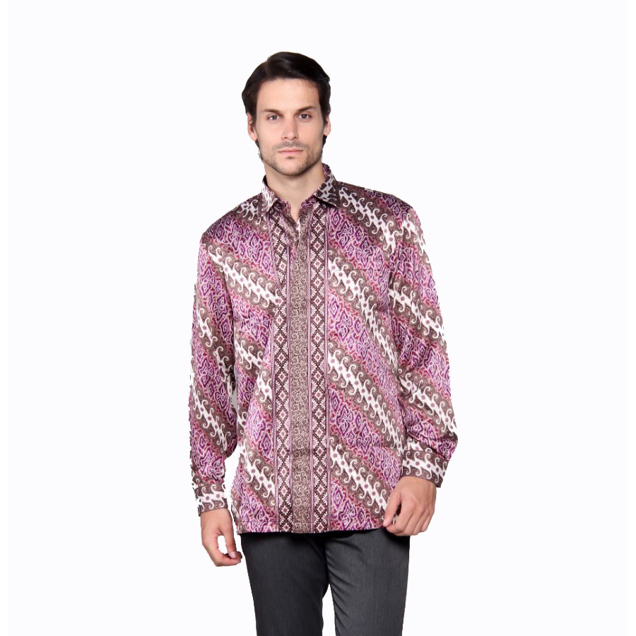 Exclusive Heritage Batik Shirt Purple Lateng Linen (HDMA 022 A ...