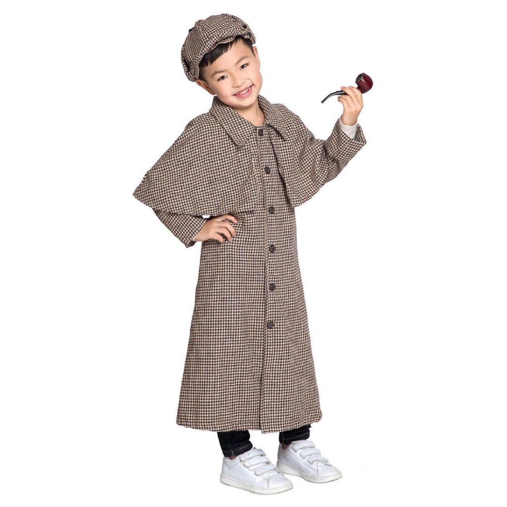 Fun Shack Kids Detective Costume Brown Victorian Historic Kids ...