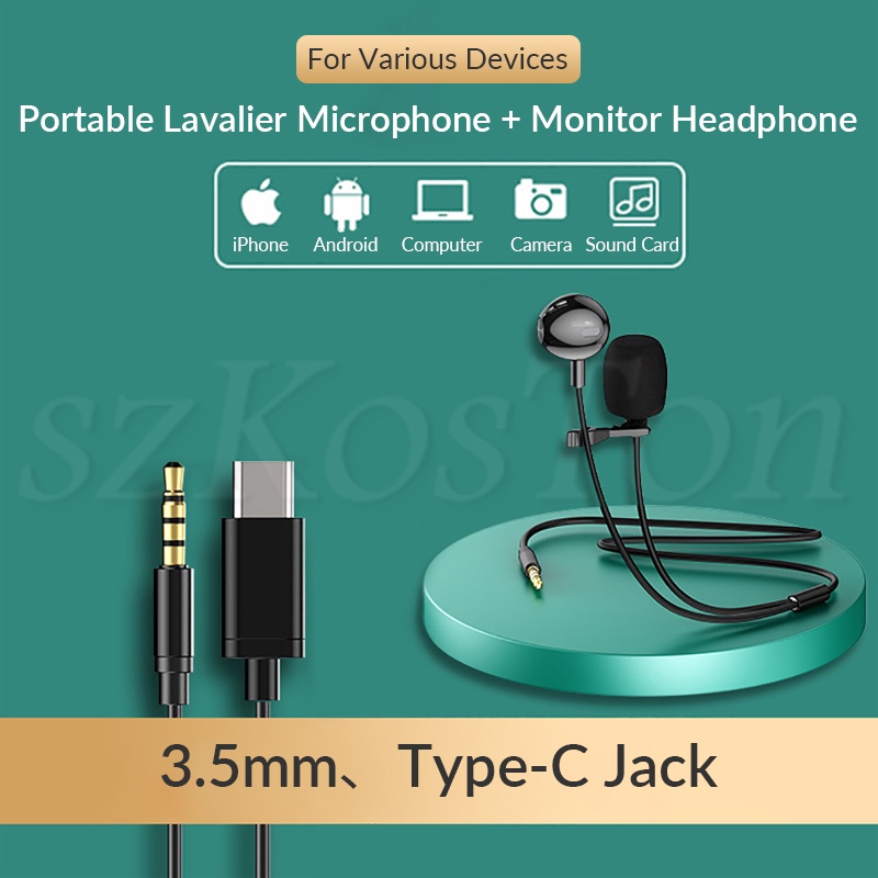 [READY STOCK]1.5M Mini 3.5mm Handsfree Microphone Clip On Lavalier