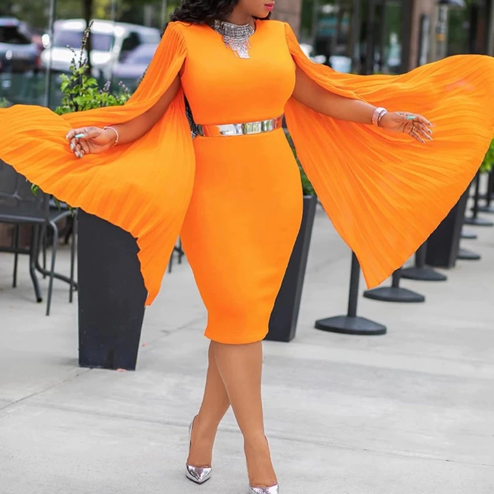 orange long sleeve dress