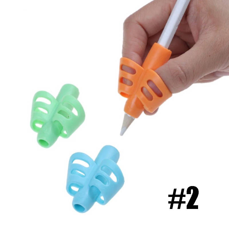 3pcs 2/3-finger Grip Silicone Kid Baby Pen Pencil Holder Help Learn Writing Tool