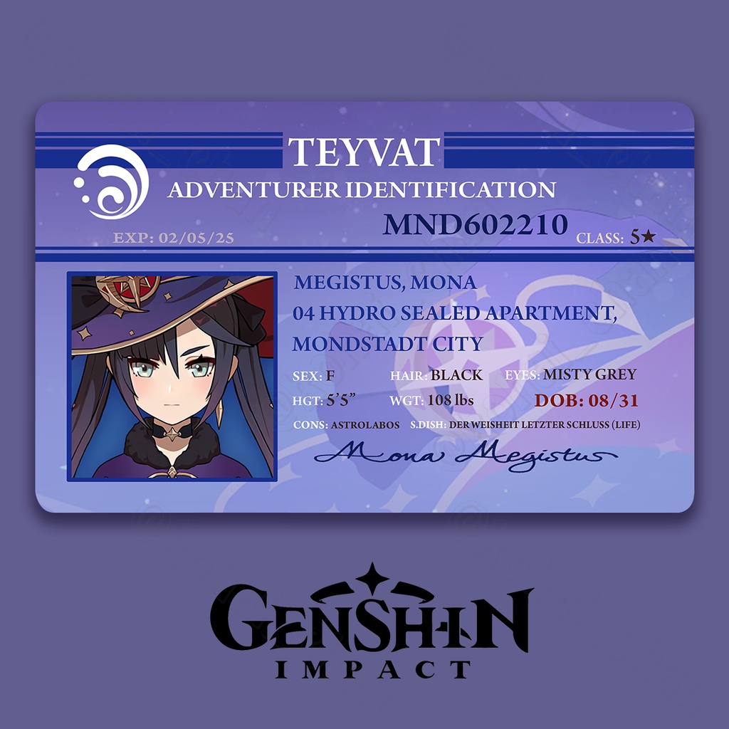 Genshin Impact Id Card