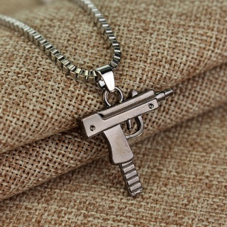 New Cool Gothic Hip Hop UZI Kolye GUN Shape Pendant Necklace Gold/Black Silver Color Army Style Male #6