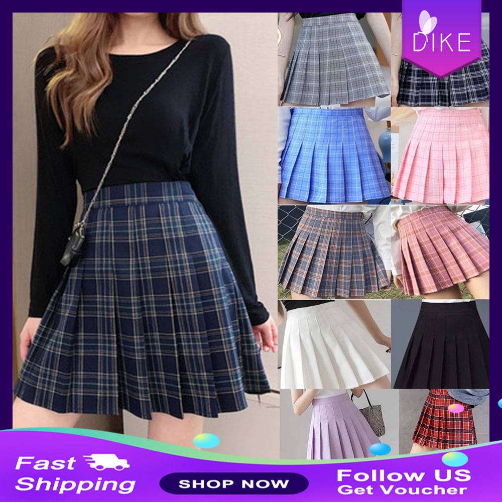 ☆xs 3xl☆ Korean Fashion Womens High Waist Skirt Slim Pleated Skater