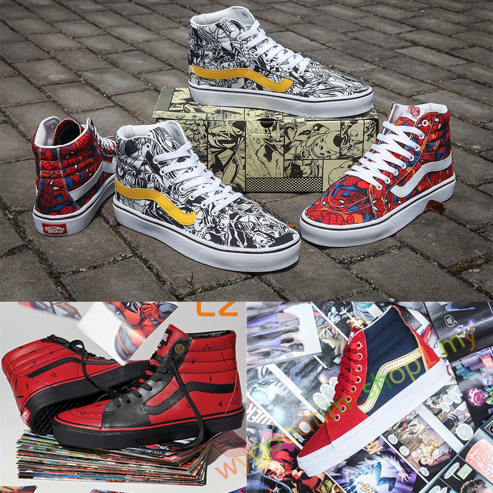Vans x Marvel Spiderman Deadpool Captain Marvel Sk8-Hi Shoes Canvas Slip-On  | Shopee Philippines