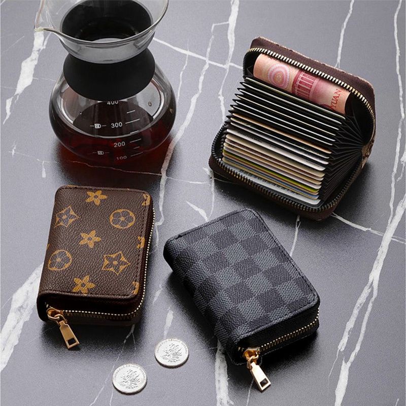 pocket-size-card-holder-single-zipper-checkered-pattern-design-shopee