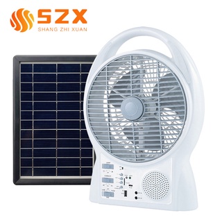 Solar electric fan with charger and 2 bulbs direct 220v solar panel charging fan emergency light