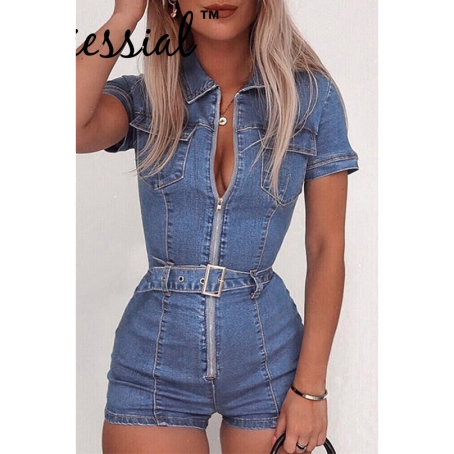jeans romper shorts jumpsuit