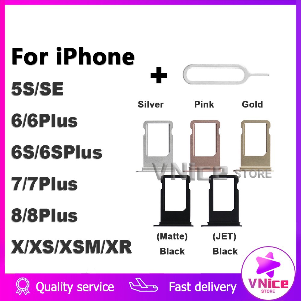 SIM Card Tray Compatible For iPhone 5 S 6 7 8 Plus SE X + Parts ...