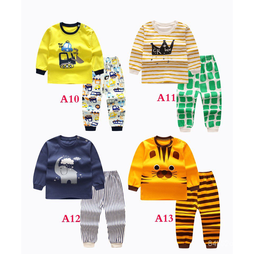 2pcs/set Long Sleeve Pyjamas Baby boys Clothing Cartoon  Printed Clothing suits