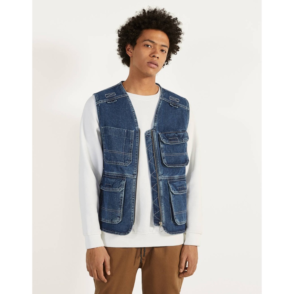 denim utility vest
