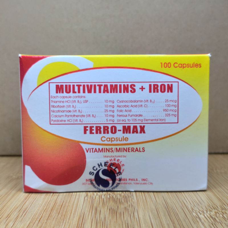 FERRO MAX Multivitamins + Iron 100 capsules FerroMax Shopee Philippines