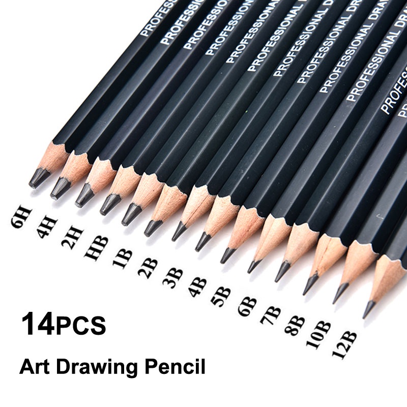 14pcs Sketch and Drawing Pencil Set Professional Wooden Sketch Pencils ...