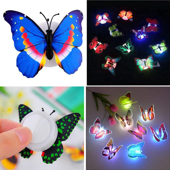 5PC  7 Colors Change 3D Butterfly LED Night Light Lamp Home #9