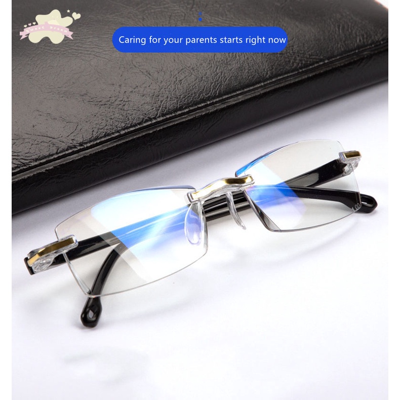 SD Rimless Reading Glasses Anti-blue Light and Blue Film Integrated for Women Men Full Degree