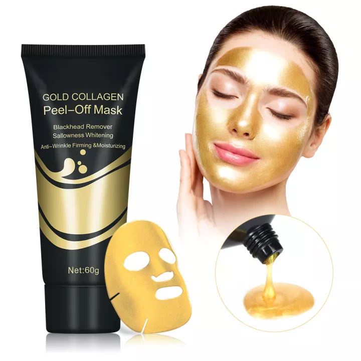 24K Gold Mabox Collagen Peel Off Mask For Blackheads, Oily Face Acne