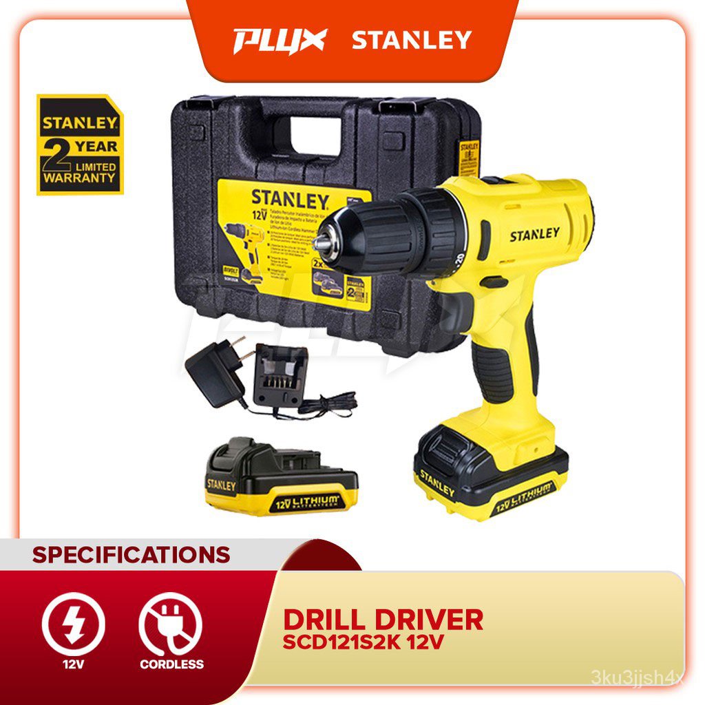 STANLEY SCD121S2K B1 12V Cordless 10mm Drill Driver With 2 Batteries 
