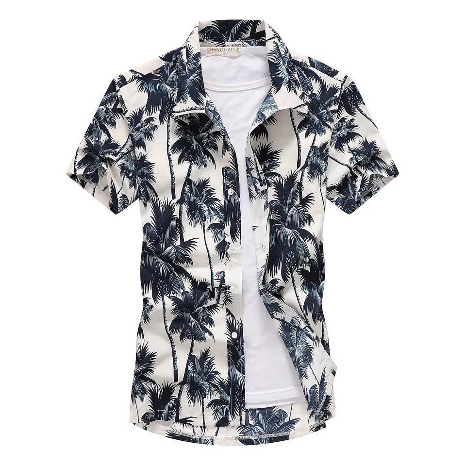 (V-Men) men's summer floral polo shirts hawaiian style shirts for men ...